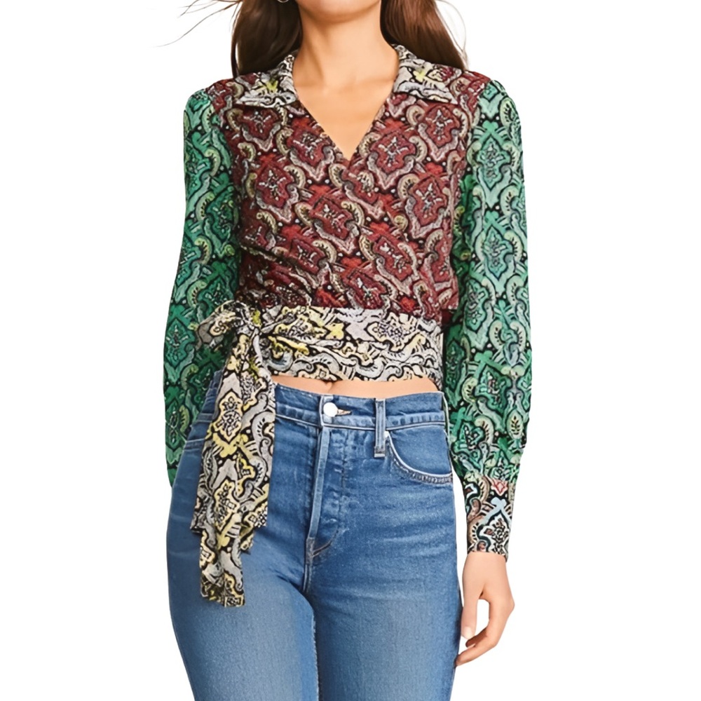 Alice + Olivia | Omega Blouson Sleeve Wrap Top